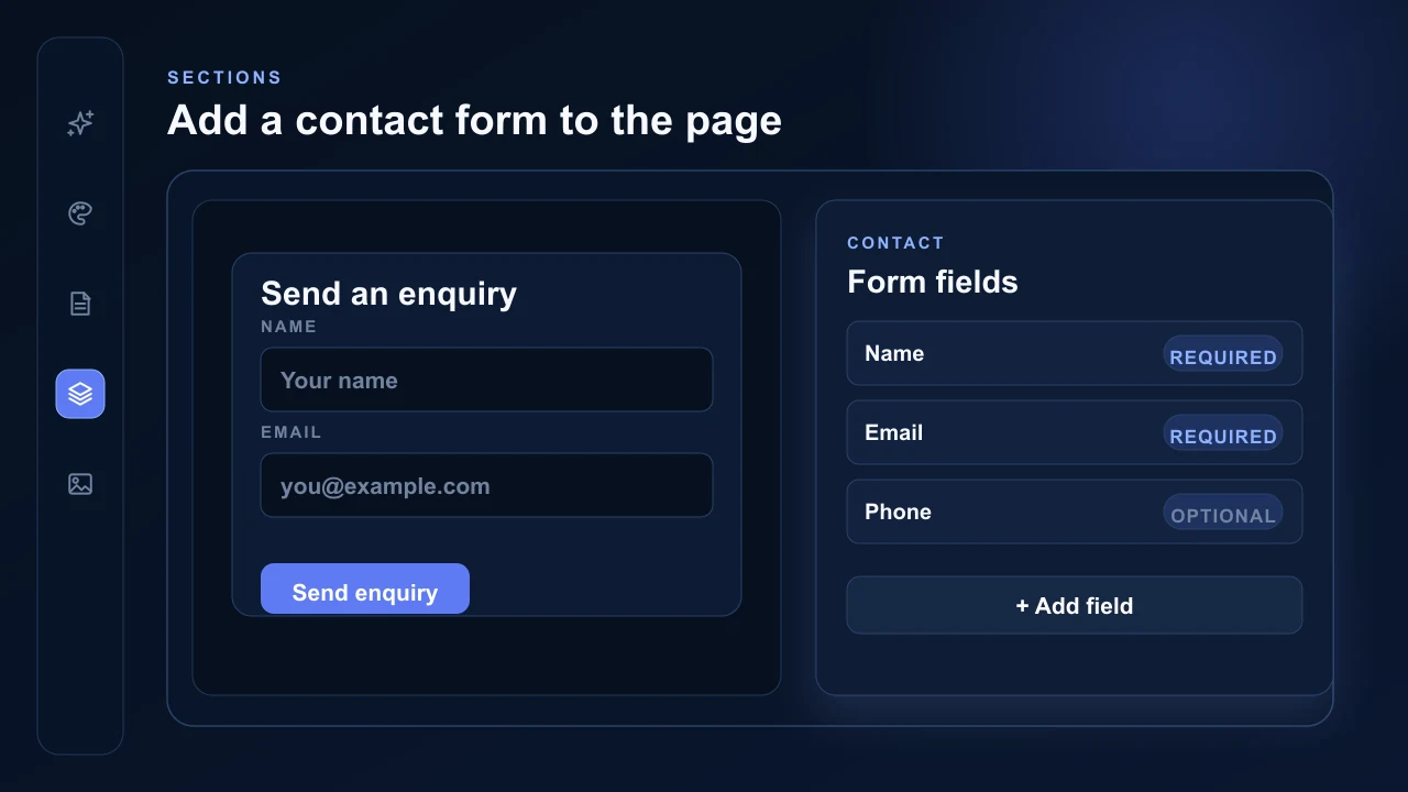 AVSBL Contact section template with visible fields and form-field controls