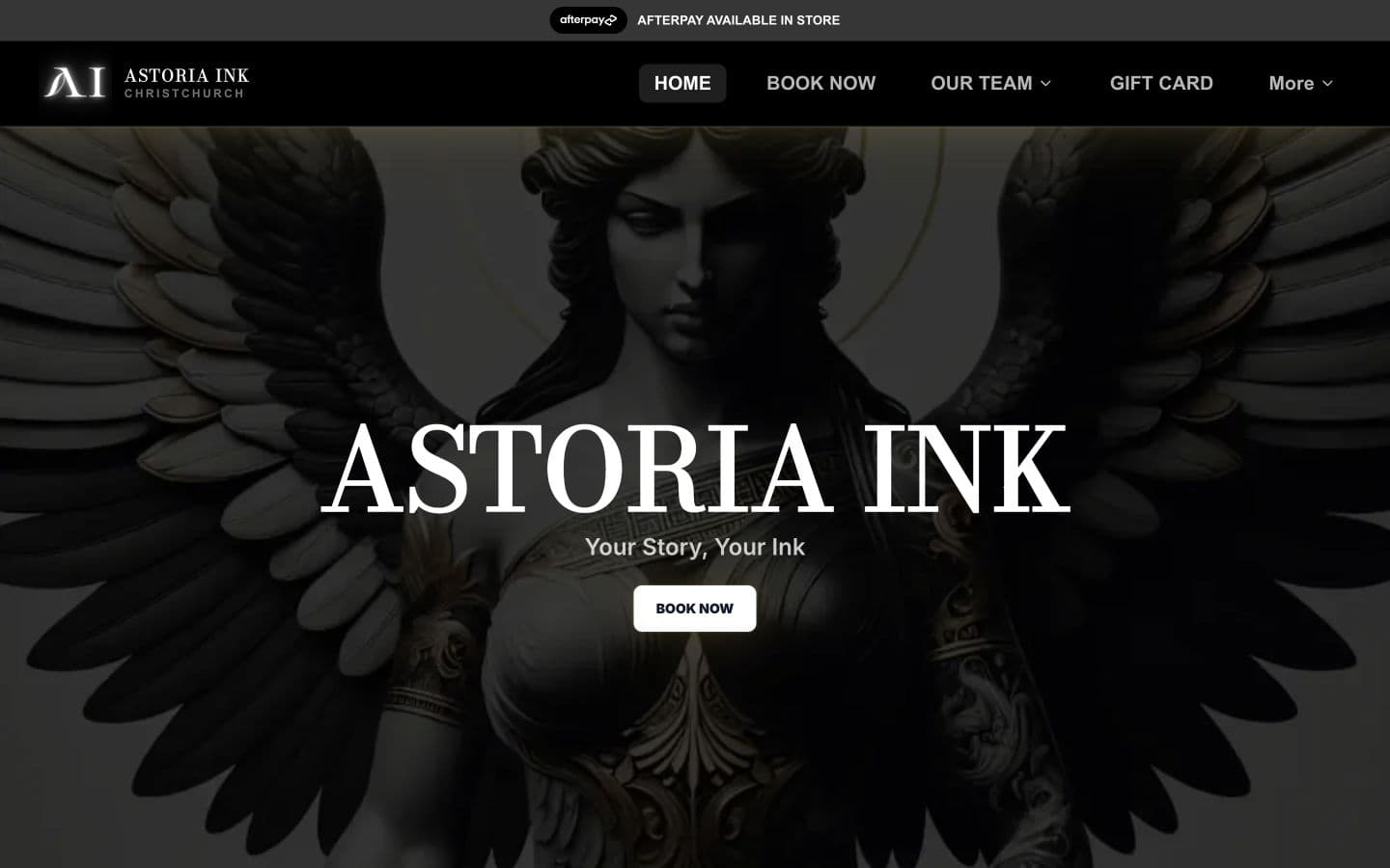 Astoria Ink’s live homepage on desktop.