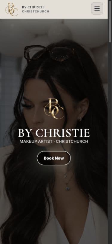 The same By Christie website on a phone, with its layout adapted for the smaller screen.